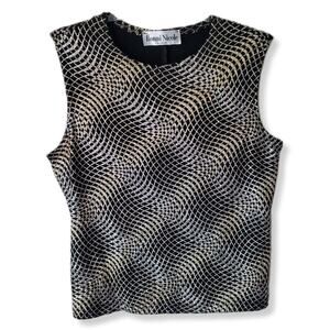 80s Black Silver Stretch Glitter Sparkle Top M Cocktail Mob Wife Holiday Club